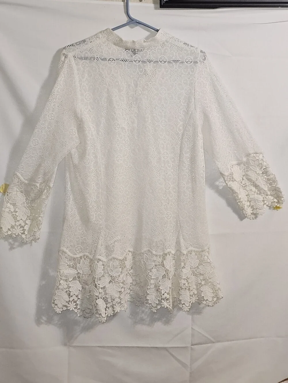 Boho Chic Vasi White Sheer Lace Tunic Size Large - Picture 7 of 10